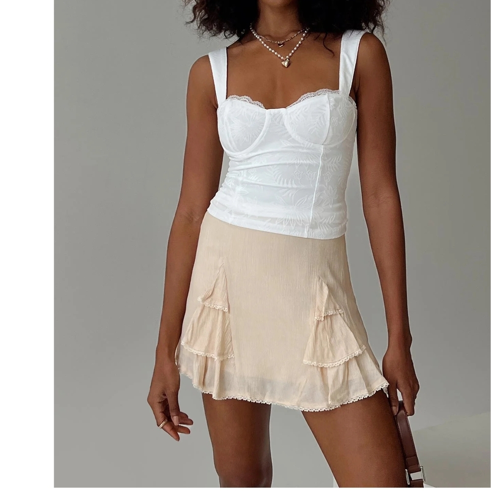Princess Polly Cream Mini Skirt
